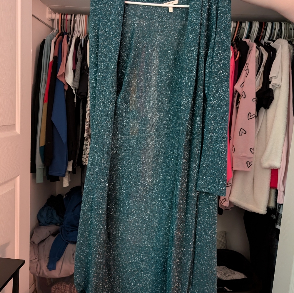 Maurices Teal Shimmer Cardigan